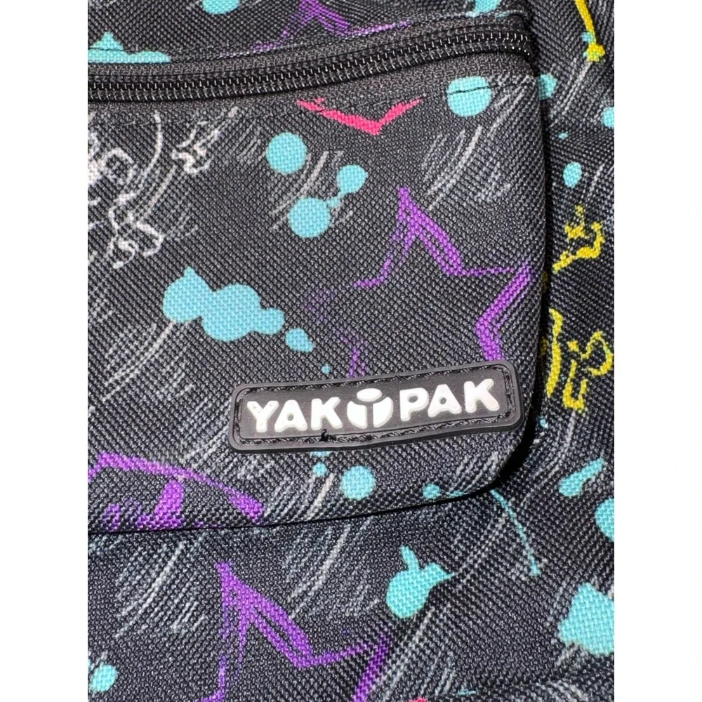 Yak Pak Mini Backpack Graffiti Skull Print Black Neon Small Daypack Streetwear